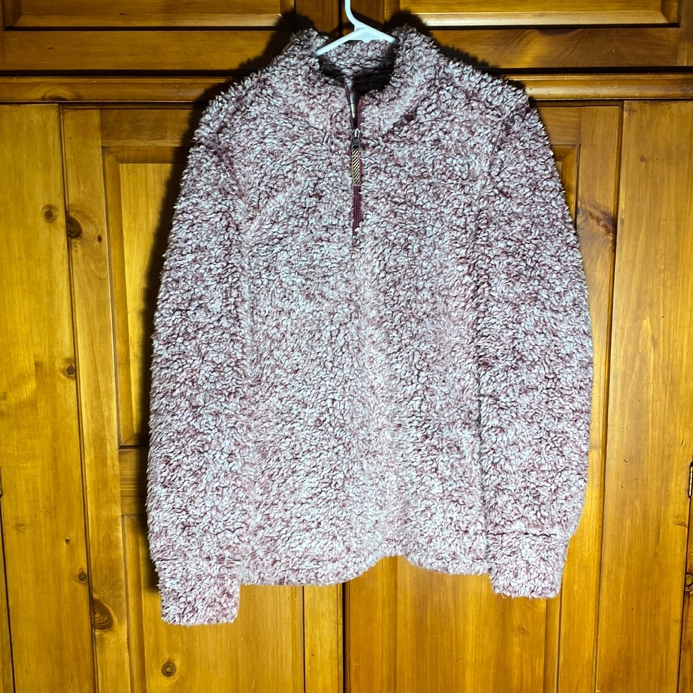 Weatherproof Maroon Sherpa Fleece Fluffy Sweatshirt
